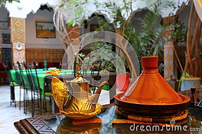Moroccan hotel teapot Stock Photo