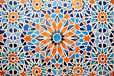 moroccan mosaic tiles forming a vibrant wall pattern Stock Photo