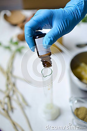 Moroccan soap preparation. Natural cosmetics recipe. Essential o Stock Photo