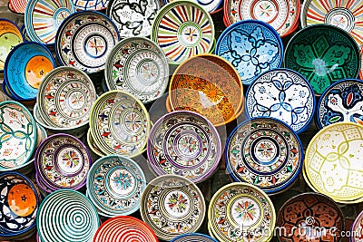 Moroccan souk crafts souvenirs in medina, Essaouira, Morocco Stock Photo