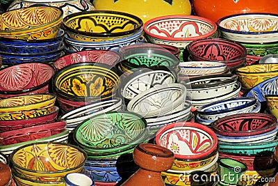 Moroccan souvenir colorful bowls Stock Photo