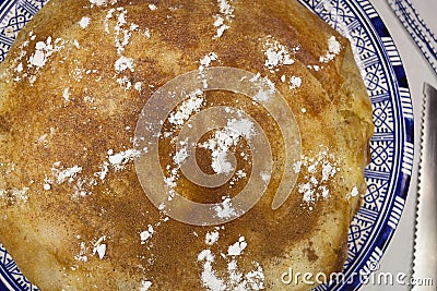 Moroccan sweet and salty pastilla detail Stock Photo