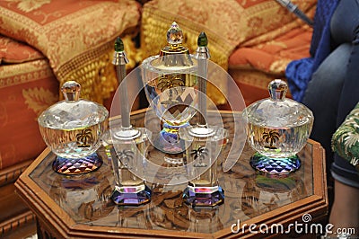A Moroccan table dedicated to the wedding, on which you put the needs of the bride Editorial Stock Photo