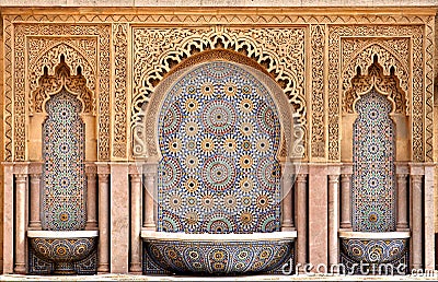 Moroccan tiled fountain Stock Photo