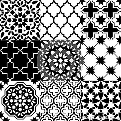 Moroccan tiles design, seamless black pattern collections Stock Photo