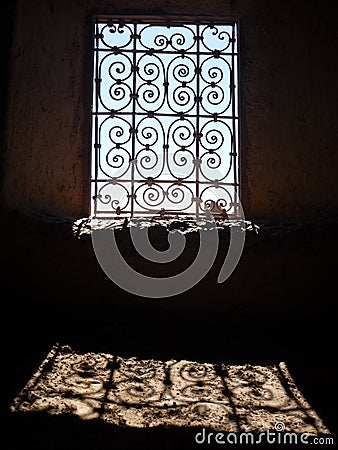 Moroccan window from inside - backlight Stock Photo