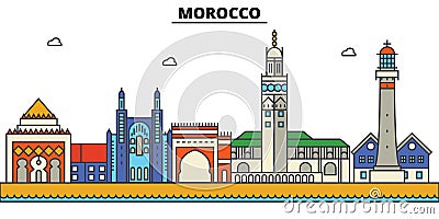 Morocco, . City skyline architecture . Editable strokes Vector Illustration