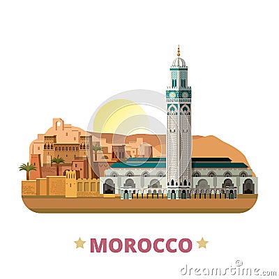 Morocco country design template Flat cartoon style Vector Illustration