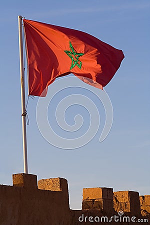 Morocco Flag on the City Wall Stock Photo