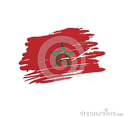 Brush stroke texture flag of Morocco Vector Illustration