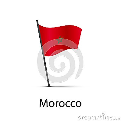 Morocco flag on pole, infographic element on white Vector Illustration