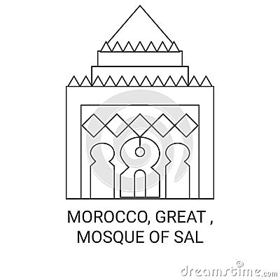 Morocco, Great , Mosque Of Sal travel landmark vector illustration Vector Illustration