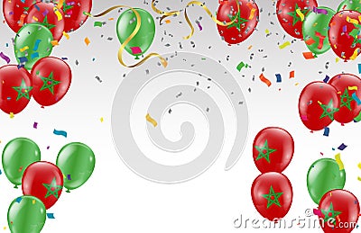 Morocco Independence Day poster. Patriotic holiday.Brazil balloons Vector Illustration