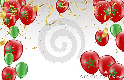 Morocco Independence Day poster. Patriotic holiday.Brazil balloons Vector Illustration