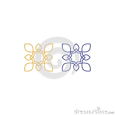 Morocco Luxury Ornaments Yellow Blue Vector Illustration