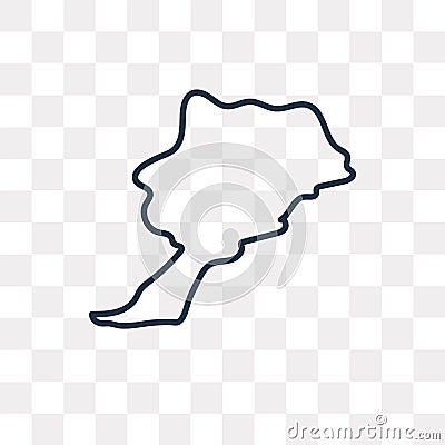 Morocco map vector icon isolated on transparent background, line Vector Illustration