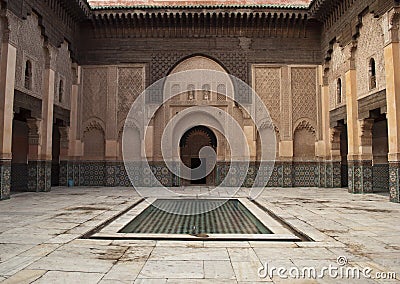 Morocco Marrakesh Ali Ben Youssef Medersa Islamic Stock Photo