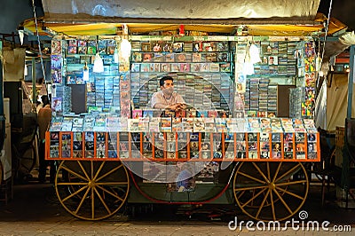 Morocco Marrakesh. CD stall Editorial Stock Photo