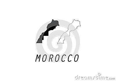 Morocco outline map national borders Vector Illustration