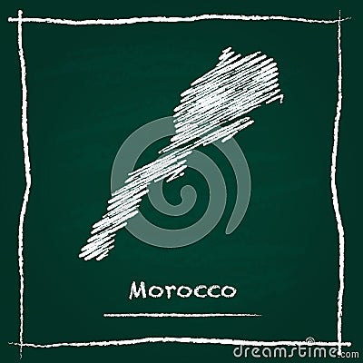 Morocco outline vector map hand drawn with chalk. Vector Illustration