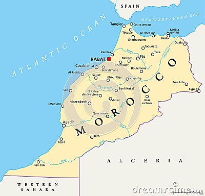 Morocco Political Map Vector Illustration