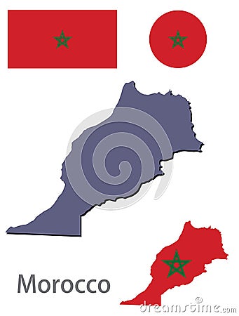 Country Morocco silhouette and flag vector Vector Illustration