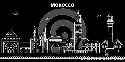 Morocco silhouette skyline, vector city, moroccan linear architecture, buildings. Morocco travel illustration, outline Vector Illustration