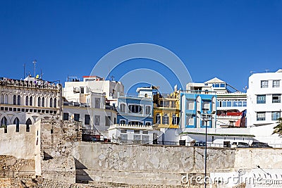 Morocco - Tanger houses near ancient fortress in old town. Stock Photo