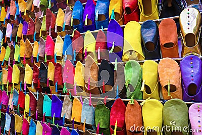 Moroccon colorful shoes on display Stock Photo