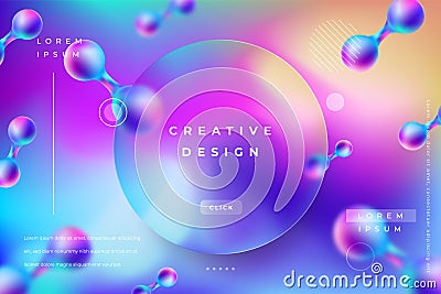 Morph Background Gradient Colorful with Circle Shape Glass Effect Frame Title Text. Vector Illustration