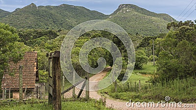 Rural road to the mountain Stock Photo