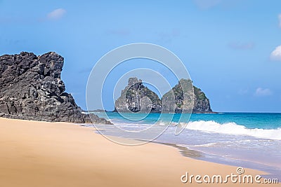 Morro Dois Irmaos and Americano Beach Praia do Americano - Fernando de Noronha, Pernambuco, Brazil Stock Photo