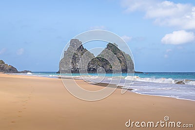 Morro Dois Irmaos and Quixaba Beach - Fernando de Noronha, Pernambuco, Brazil Stock Photo