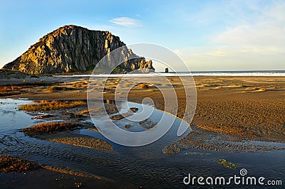 Morro Rock At Sunrise Stock Photo