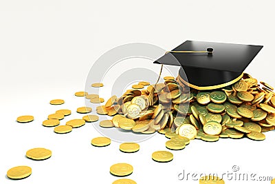 Mortar Board on GOld Coin Stock Photo