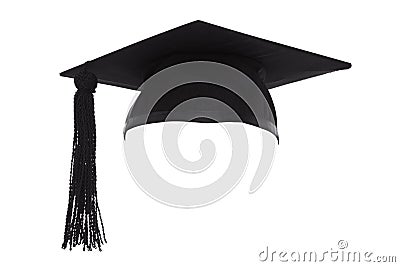 Mortar Board Graduation Cap isolated on white Stock Photo