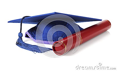 Mortar Board and Scroll Holder Stock Photo