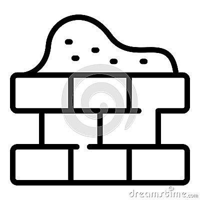 Mortar brick wall icon outline vector. Builder worker Stock Photo