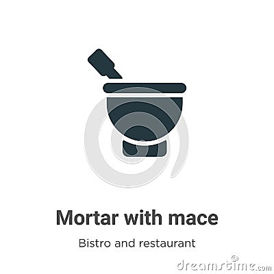 Mortar with mace vector icon on white background. Flat vector mortar with mace icon symbol sign from modern bistro and restaurant Vector Illustration