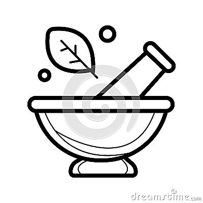 Mortar and pestle pharmacy icon Stock Photo