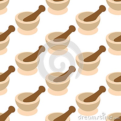 Mortar and Pestle for Spices pattern Vector Illustration