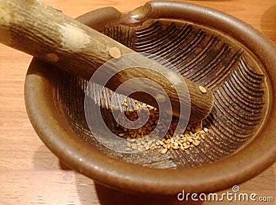 Mortar and pestle Stock Photo