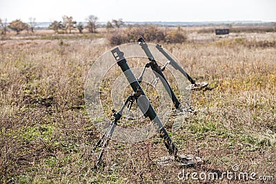 Mortars on military trainings Stock Photo