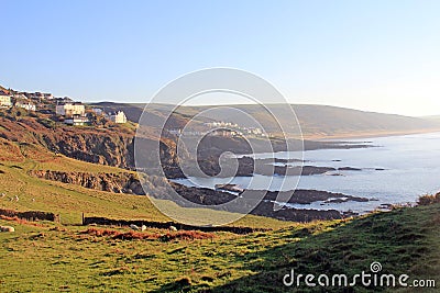 Morte Point towards Grunta Beach Stock Photo