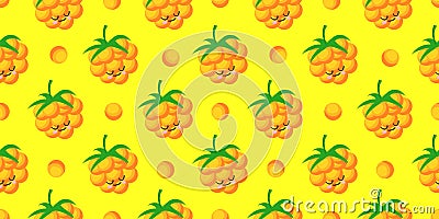 MORTGAGE character. Cute funny yellow berry. Berry seamless pattern. Bright colors Stock Photo