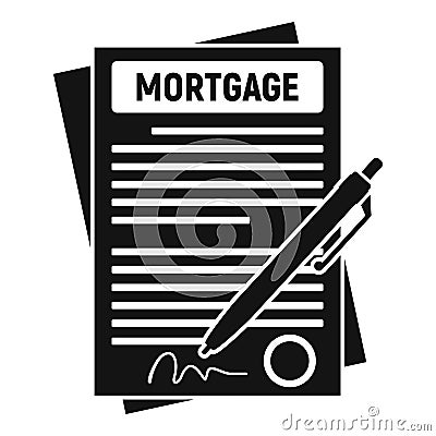 Mortgage contract paper icon, simple style Vector Illustration