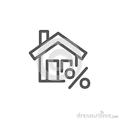 Mortgage line icon on white Vector Illustration