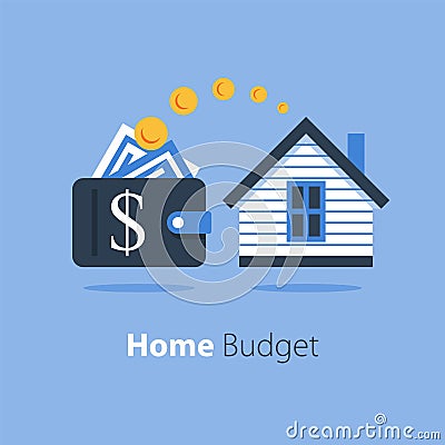 Mortgage loan, household expenses, real estate investment, house rental, property purchase Vector Illustration