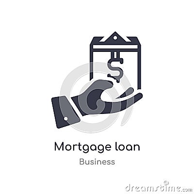 mortgage loan outline icon. isolated line vector illustration from business collection. editable thin stroke mortgage loan icon on Vector Illustration