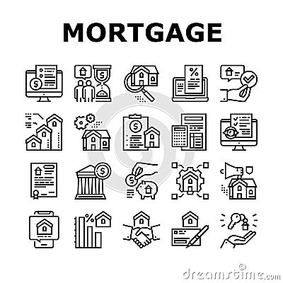 Mortgage Real Estate Collection Icons Set Vector Stock Photo